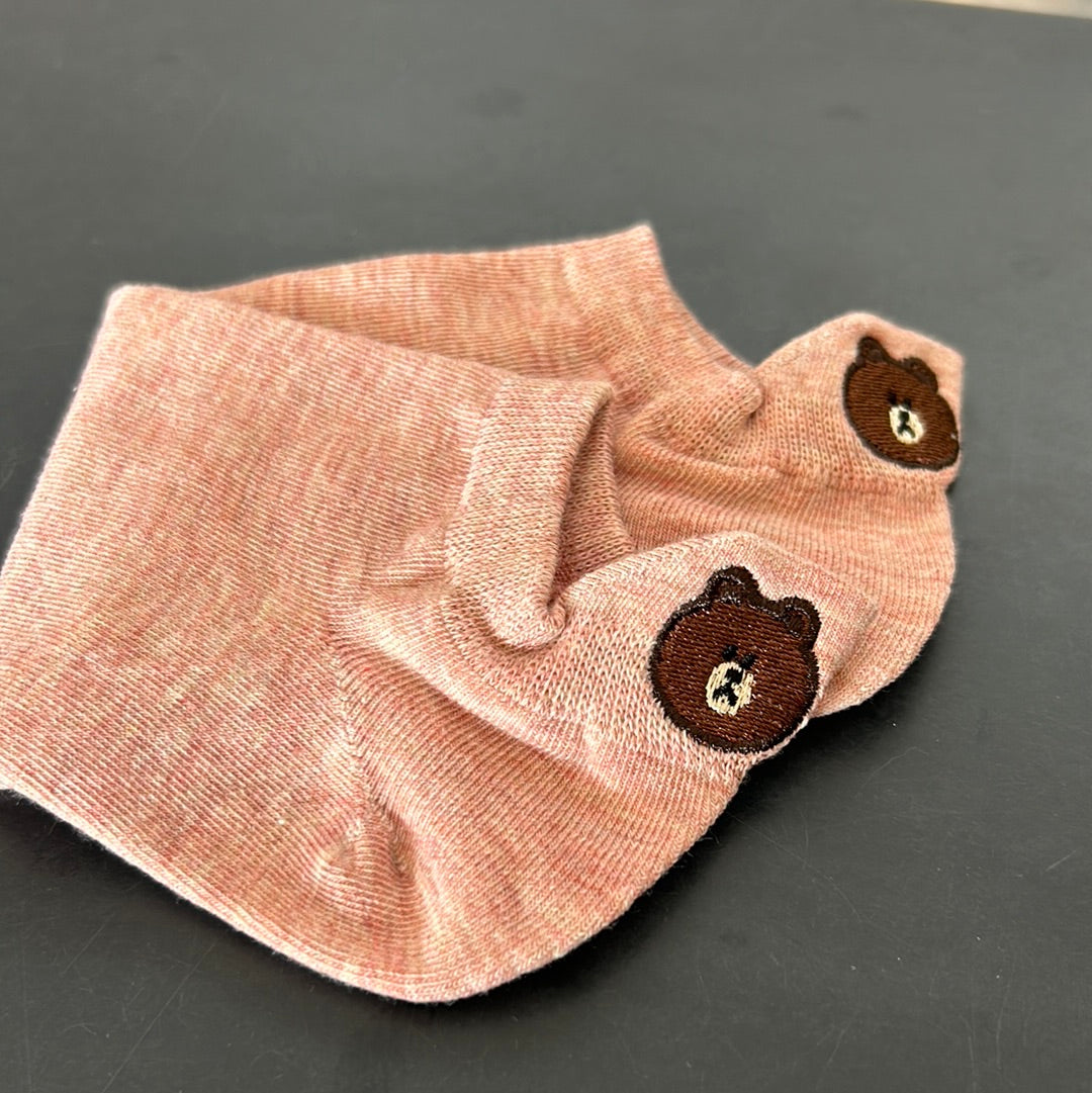 Fun Womens Ankle Socks with Cute Bear