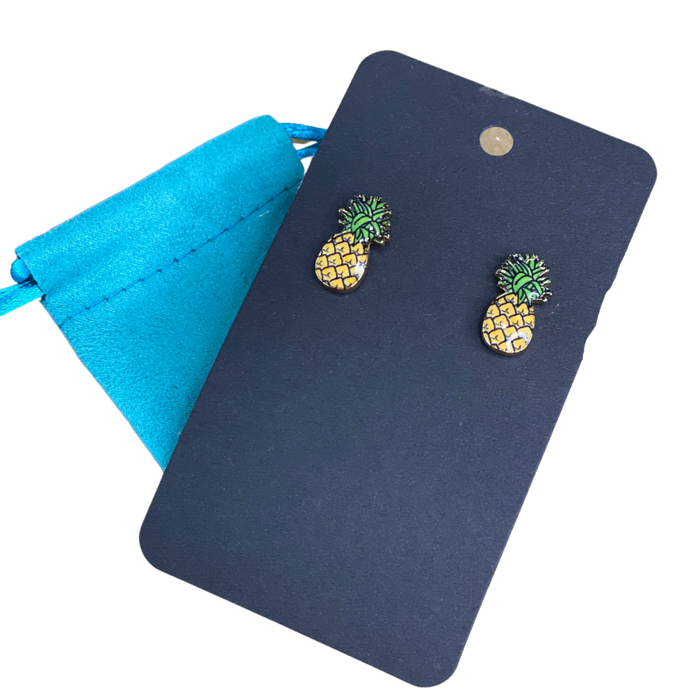 Pineapple Enamel Silver Plated Earrings