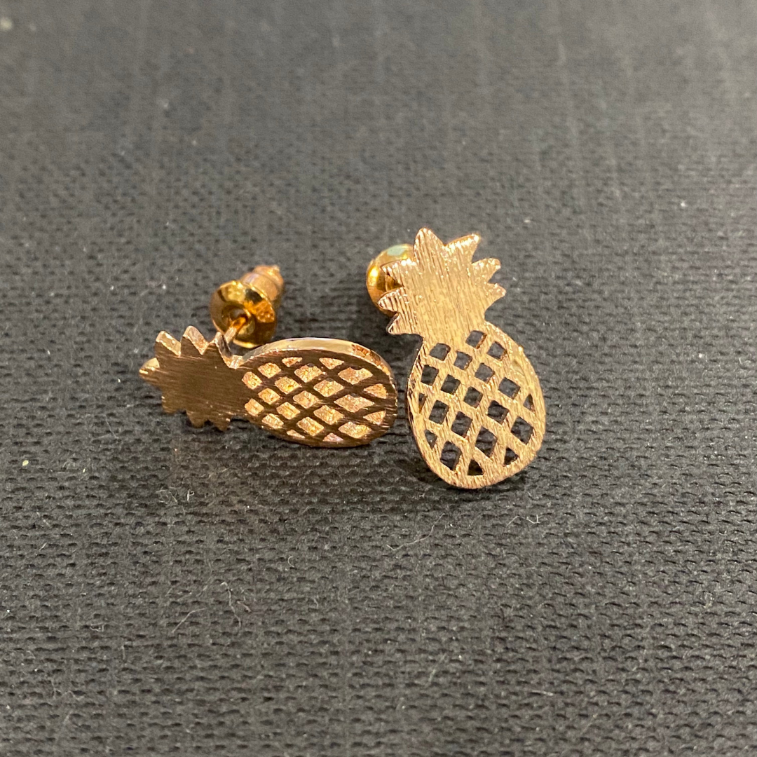 Pineapple bronze plated studded Earrings