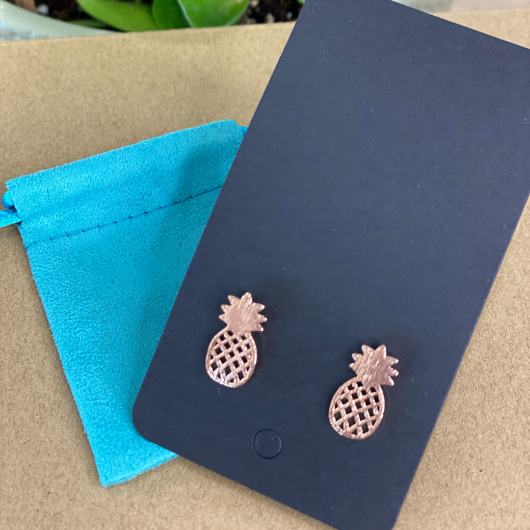 Pineapple bronze plated studded Earrings