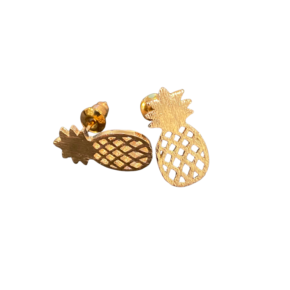 Pineapple bronze plated studded Earrings